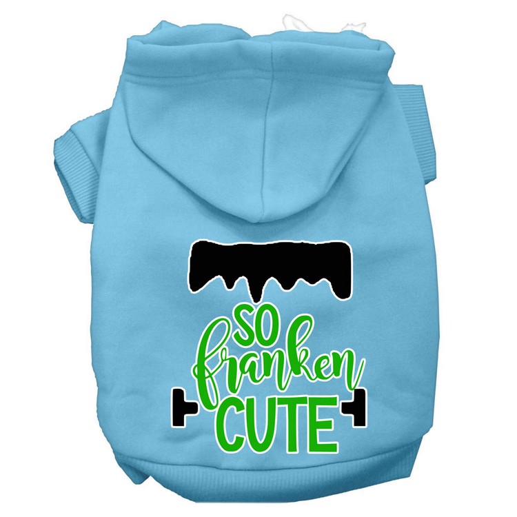 So Franken Cute Screen Print Dog Hoodie Baby Blue XS